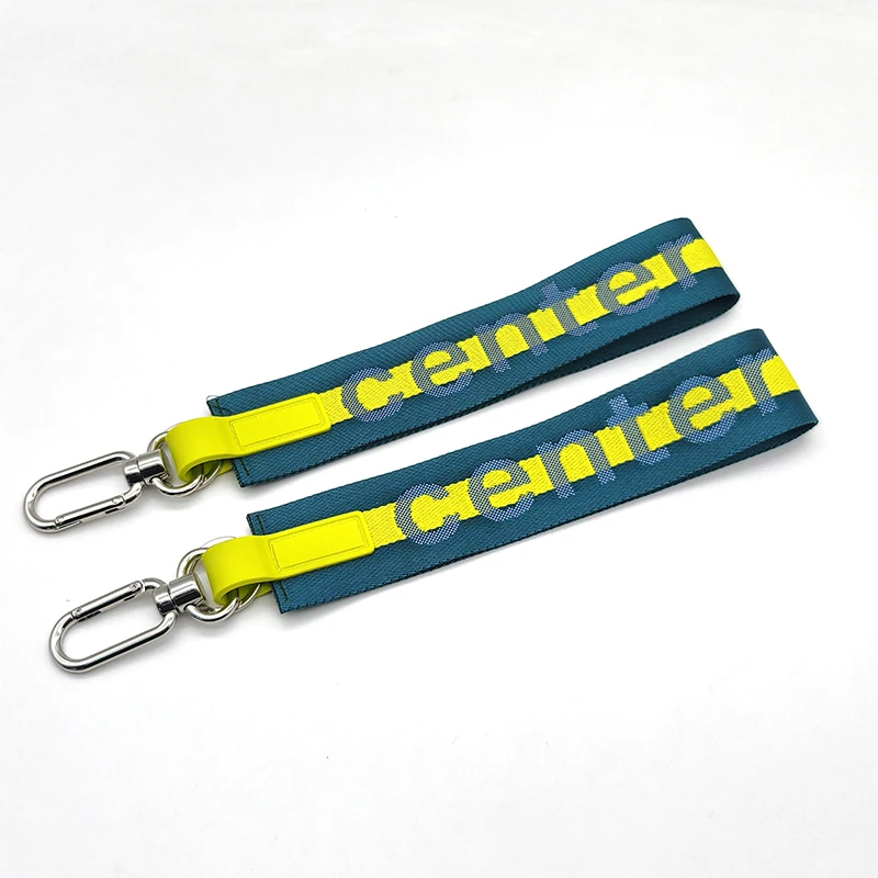 Hot Sales Lulu Short Strap Keychain Custom Jacquard Logo  Nylon Strap with Portable Key Chain For Durable Using