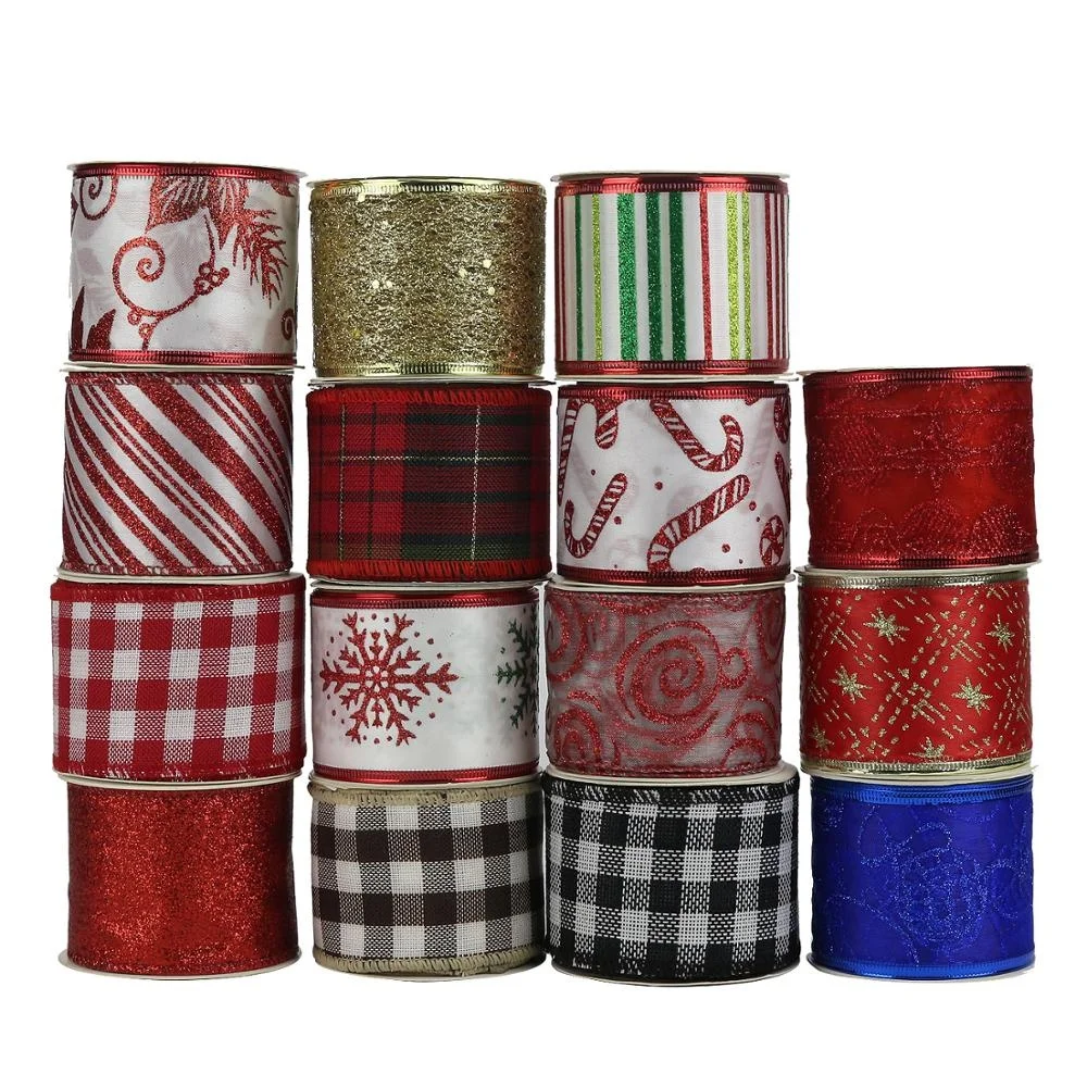 
Huihuang Making Bow Material Decoration Satin Organza Burlap Assortment Christmas Ribbon With Wire 