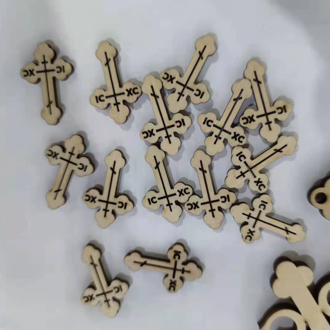 Tailai Wooden Cross DIY Crafts Cutouts Cross Shaped Unfinished Wood Slices Embellishments Ornaments for DIY Projects Halloween.