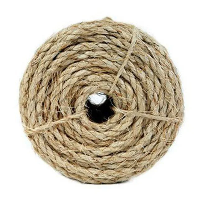 8mm Natural Sisal Rope 3 Strands Twisted Hemp and Fiber Jute Twine for Decorations Coiled 100m Pack