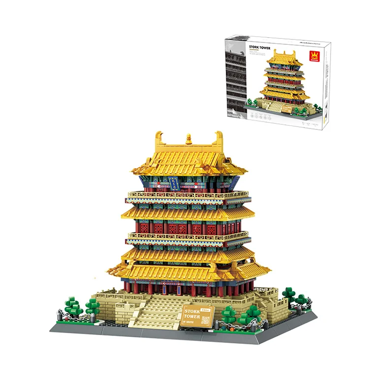mini building block sets model toy home decoration Stork Tower brick toys