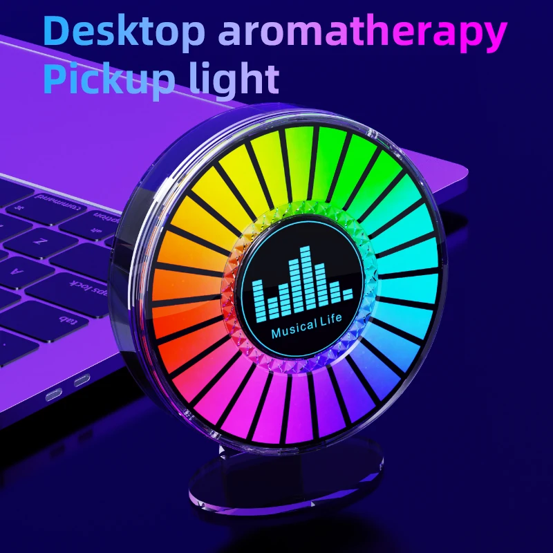 Car Vent Clip Air Freshener LED Ambient Light Aroma Magnetic Pickup Lamp Multi-Color Atmosphere Decoration Music Rhythm Light