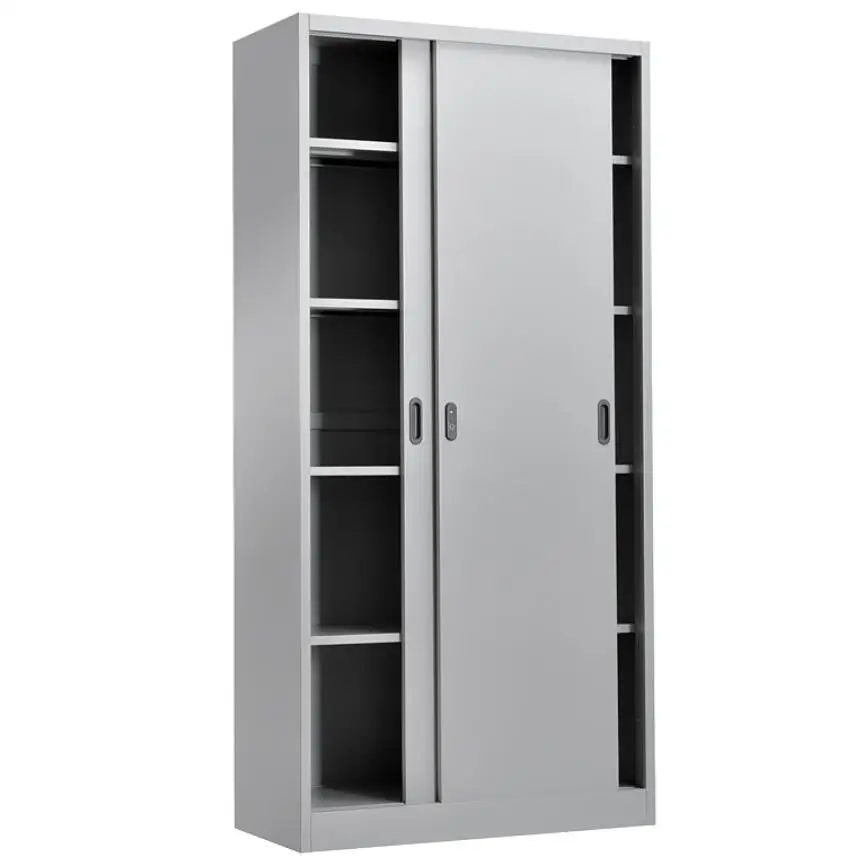 Steel cabinet sliding door office cabinet with lock double layer sliding door steel cabinet