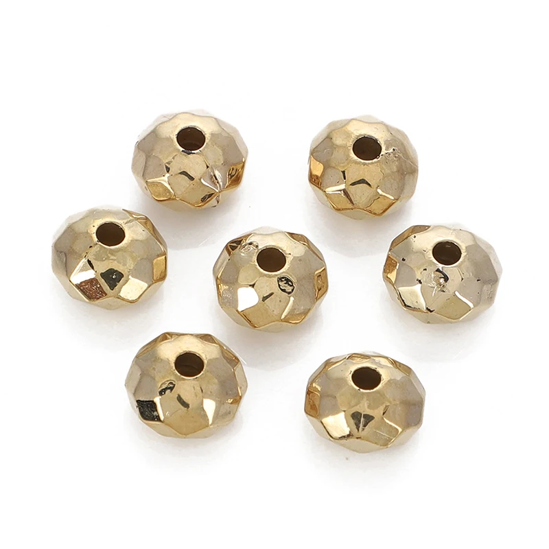 100pcs/bag KC Rhodium Bulk Wheel Round CCB Plastic Beads Loose Spacer Bead For DIY Jewelry Making Bracelet Necklace