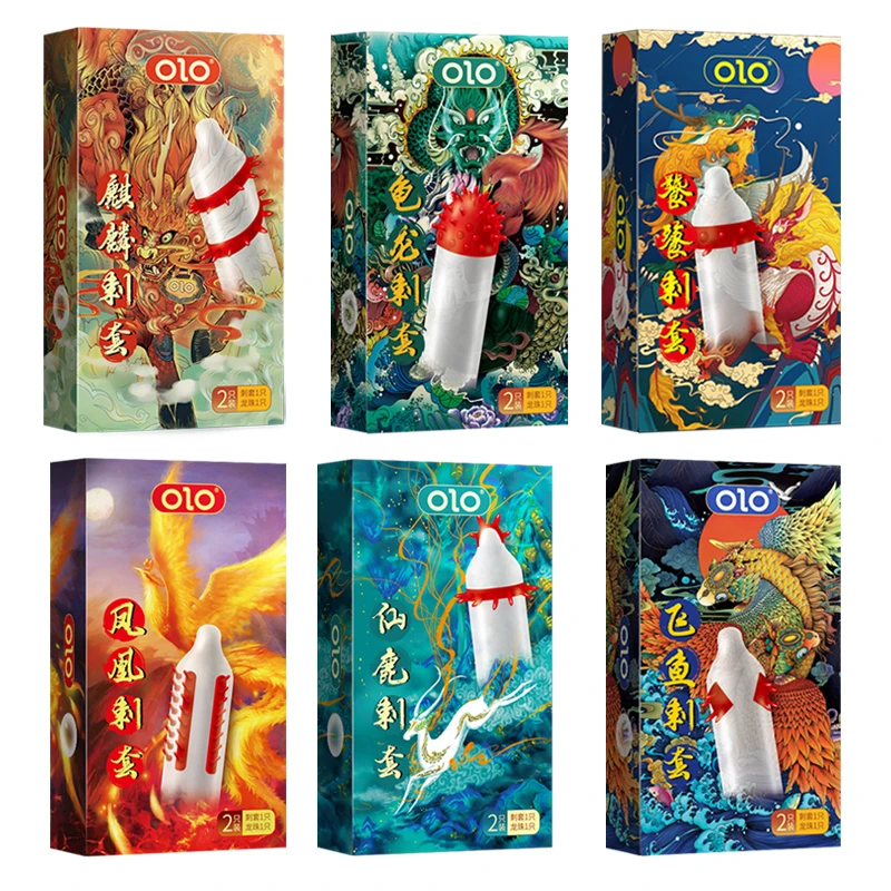 OLO Thorn Condom Adult Sex Products Sensitive Penis Sleeve Female G-spot Vaginal Stimulation Ribbed Dotted spiked condoms