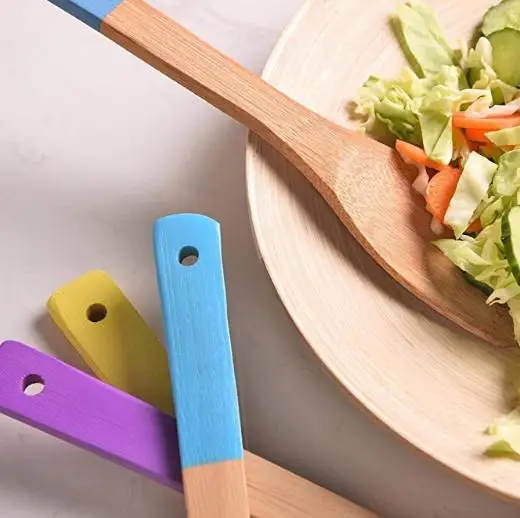 Kitchen Cooking Utensils Bamboo Spoon Spatula, 100% Bamboo, 6 of Set