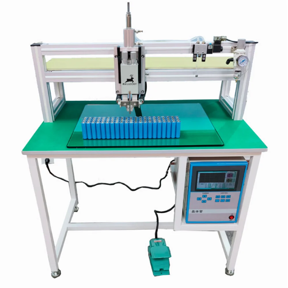 6000A Gantry Type Manual Pneumatic Cylindrical Battery Welder Equipment DC Tab Spot Welding