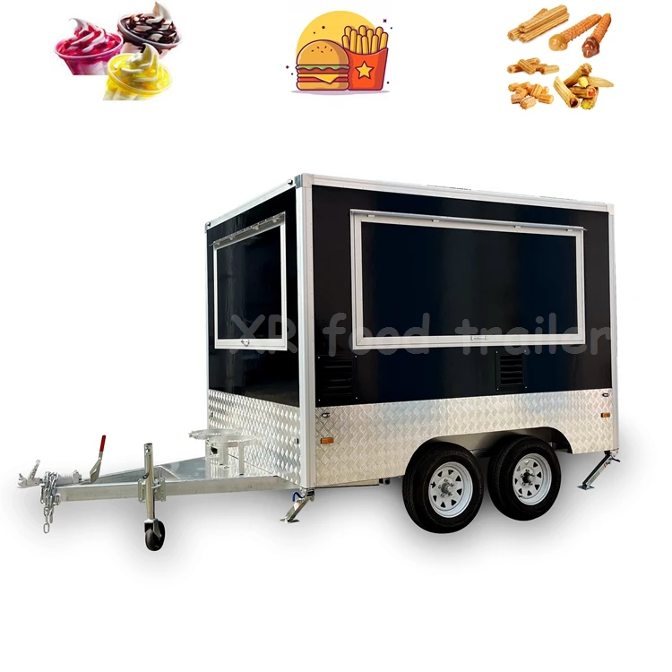 9-12ft jucery charcoal Australia fast food trailer bbq churros sweets laminate trailer burger van