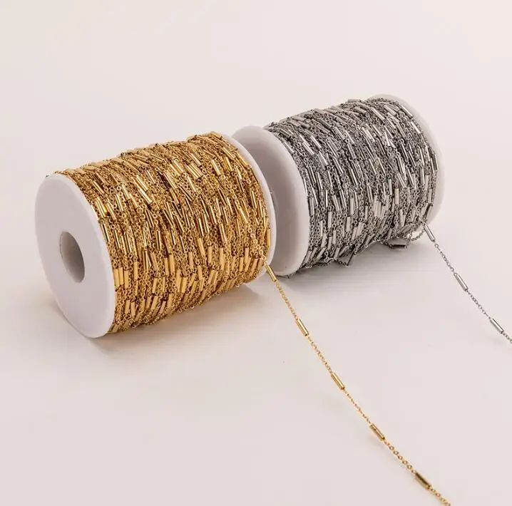 Stainless Steel Silver & Gold Chains by the Meter on Spool Roll | High-Quality Chains for Jewelry Making