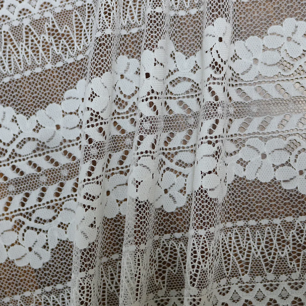 23.5cm Wide Nylon Spandex Tulle Knit Fabric with Embroidered Decorative Mesh Lace Trim Quick-Dry Feature for Bra & Dress Designs