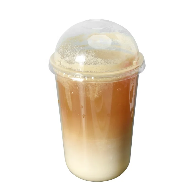 Plastic Cold Drinking Coffee tea milkshake Clear takeaway PET Cup 12oz 14oz 20oz 32oz 16oz Disposable Plastic Cups With flat Lid