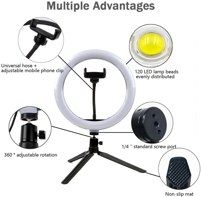 
Selfie Ring Light For Laptop Computer Desktop Youtube, Ring Lamp Video Conference Lighting Kit Phone Holder Clip On 