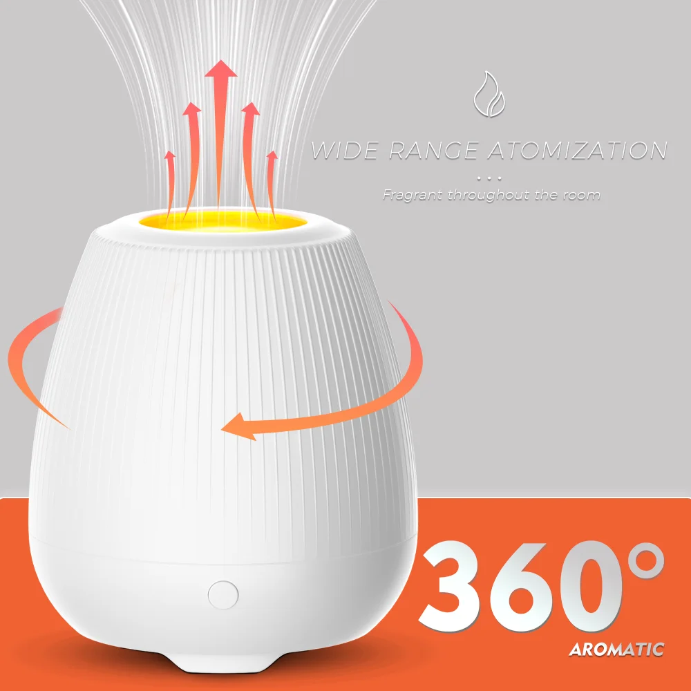 New White Noise machine 3D Flame Air Humidifier Orange LED Night Light Aroma Diffuser Ultrasonic Atomizer for Home Office