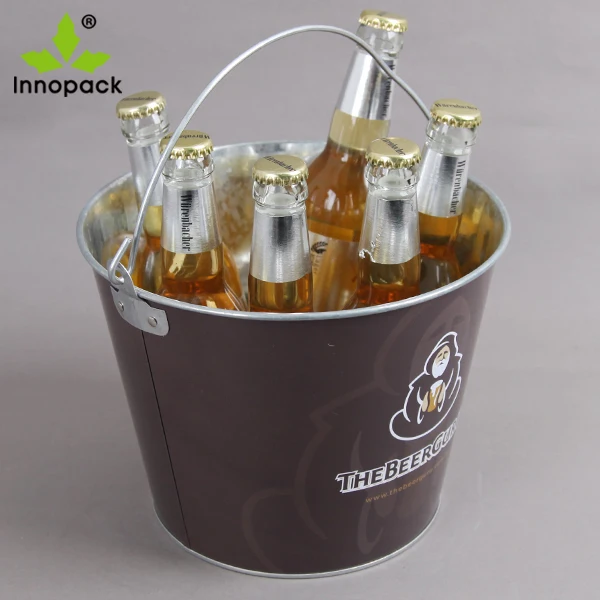 Роскошное оптовое круглый 5L 8L 10L оцинкованного металла пива для ночного клуба ведерки черный