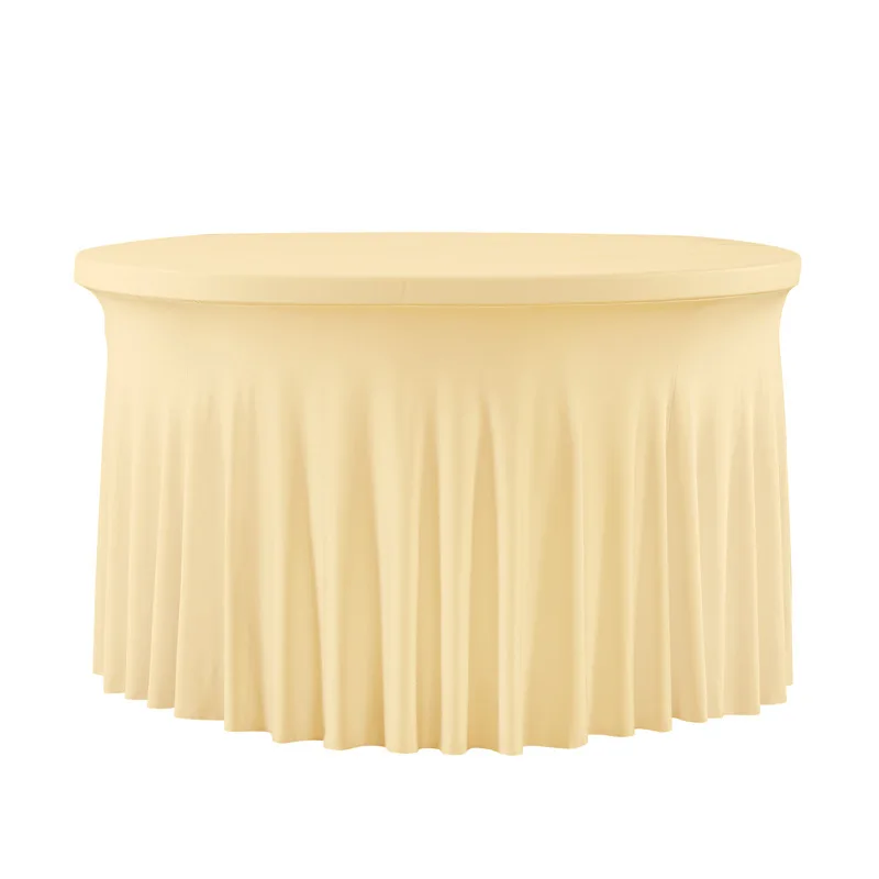 White stretch round table skirt hotel banquet birthday sun skirt conference tablecloth