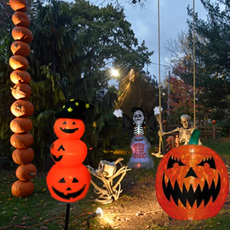 wonderful Halloween Yard Decoration LED Lights Built-in Inflatable  ghost for Holiday Party Yard Garden