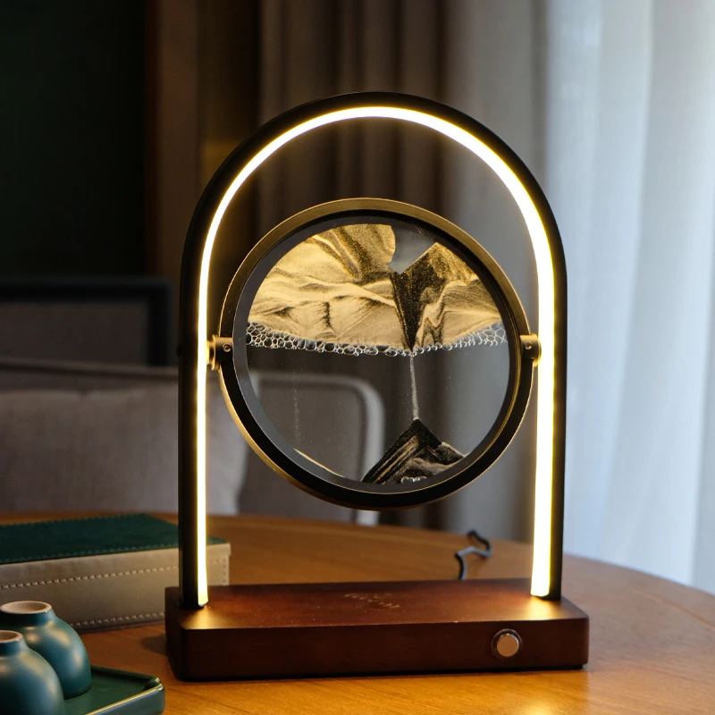 Quicksand Painting Bedside Bedroom Modern Luxury Touch Hotel Design Desk Led Decoration Night Light Fashion Bar Table Lamp