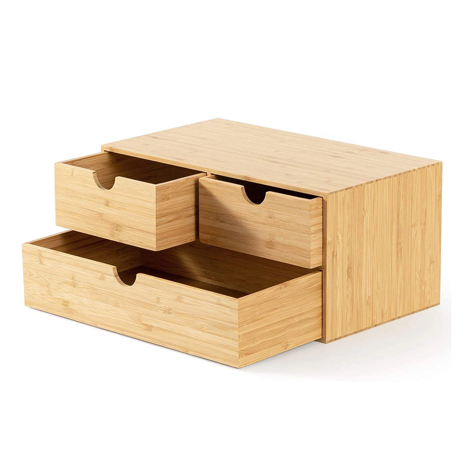 Bamboo Desk Organizer Mini Bamboo Desk Drawer Tabletop Storage Organization Box for Office Home Toiletries Supplies