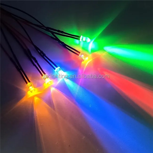 3mm 5mm 10mm Bright White Red Green Blue 3V 12v 20cm Small Mini Light Pre Wired Prewired Led Diodes