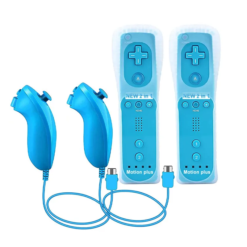 2 in 1 For Nintendo Wii Motion Plus Wireless game Remote Controller Built-in accelerated Motion plus sensor Silicone Skin Case