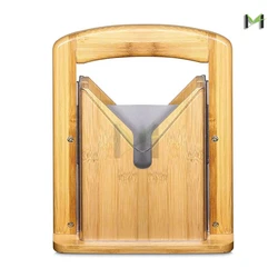 Easy and Safe to Use Bread Slicer Guide Bamboo Wooden Commercial Manual Bagel Slicer