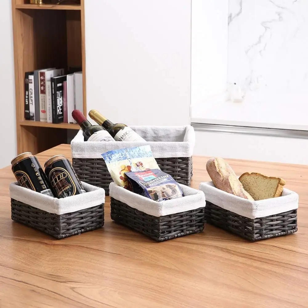 
Handmade Wicker Storage Baskets Set Woven Decorative Organizing Nesting Baskets for Bedroom (Set of 4, Grey) 