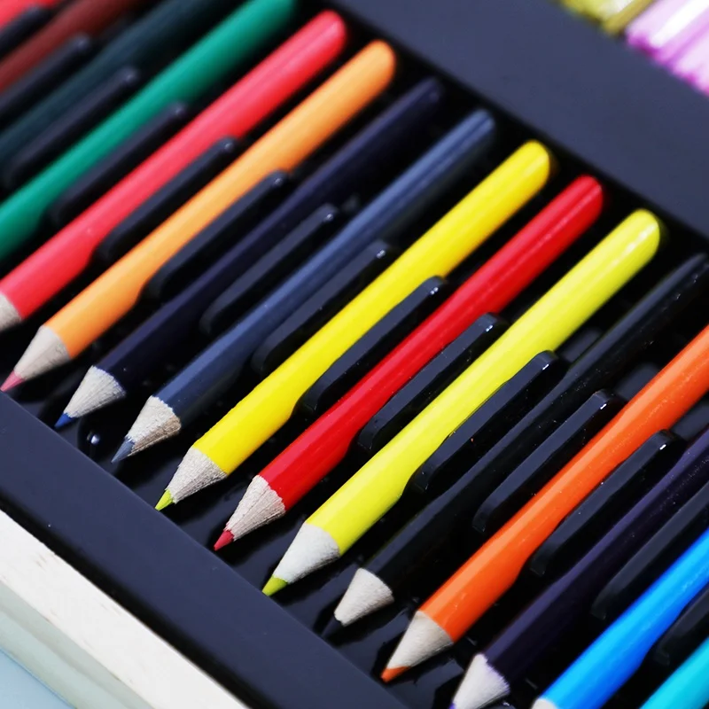 180 pieces Wholesale   Professional Wooden Box Coloring Art Drawing Set For Kids Painting