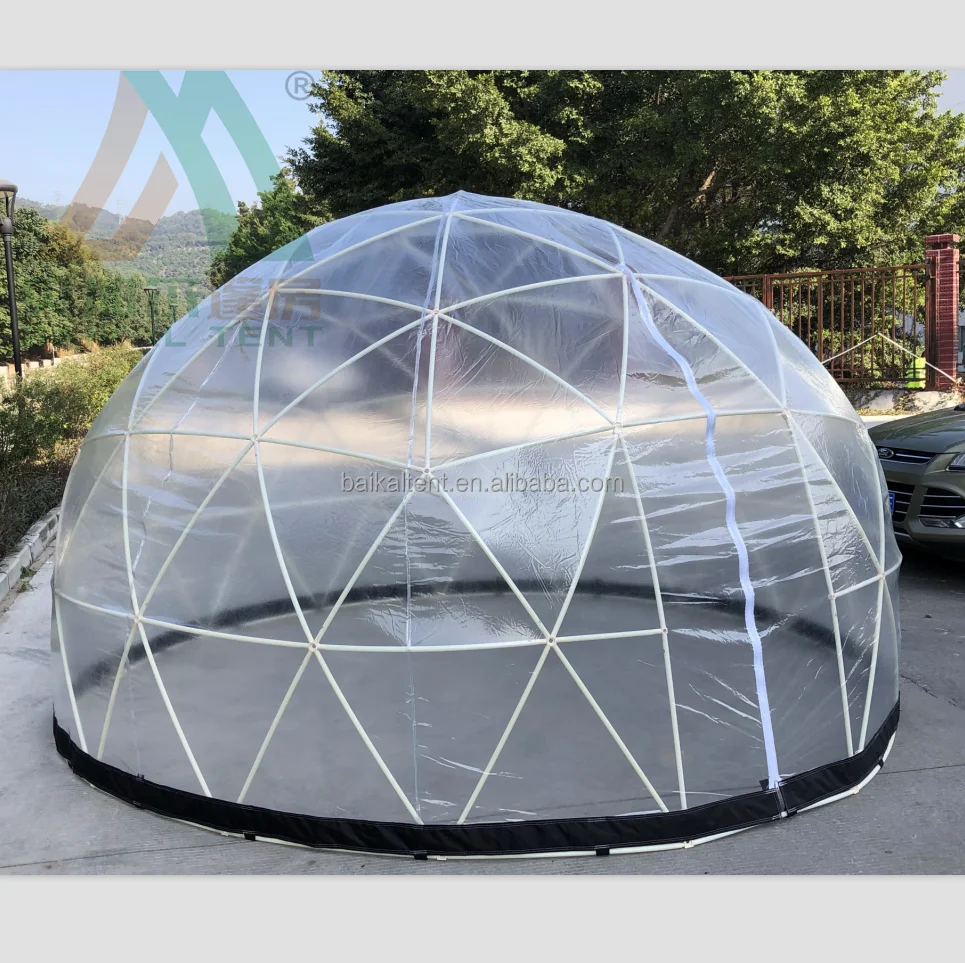  transparent 3.6m diameter luxury outdoor camping plastic igloo dome