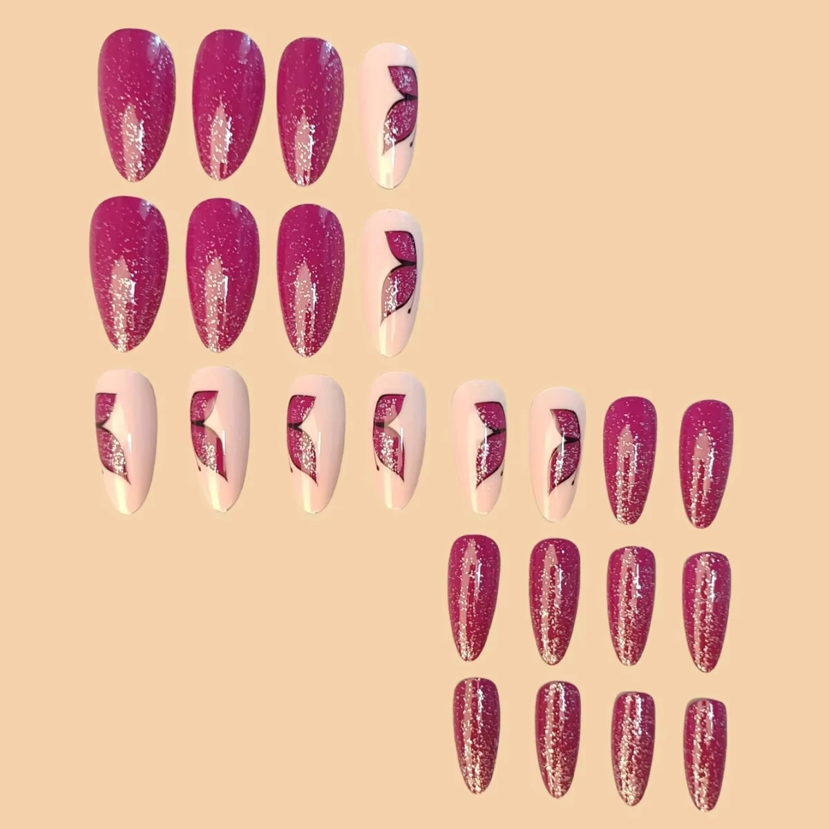 High-quality French style artificial nails pressed in  nail salons using popular nail art design girls