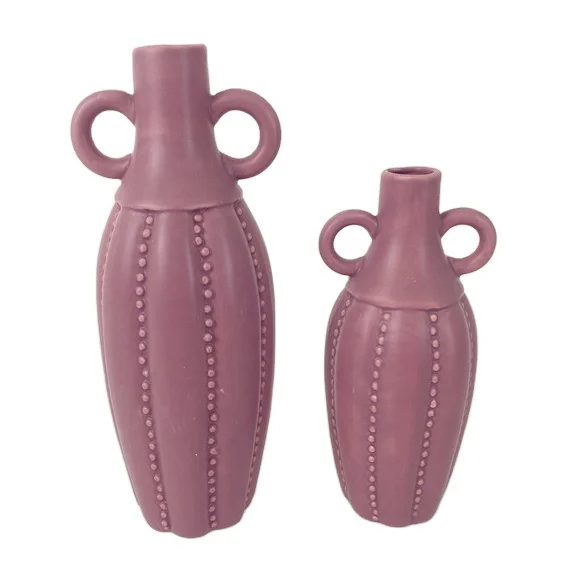 Большая розовая керамическая ваза для цветов в стиле бохо домашний декор