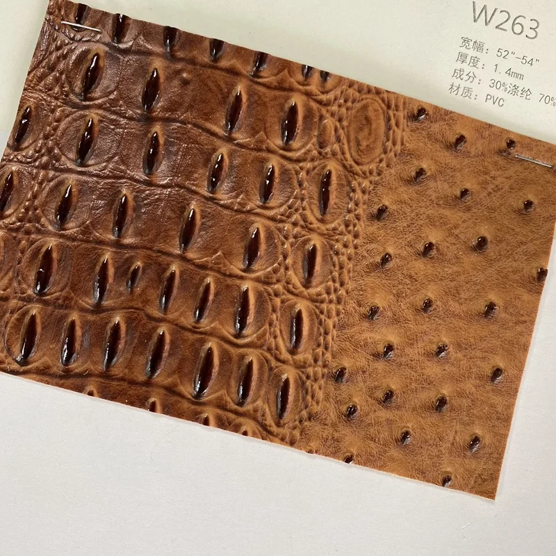 Fashion ostrich and crocodile embossed PU PVC faux vinyl rexine for bag and shoes making