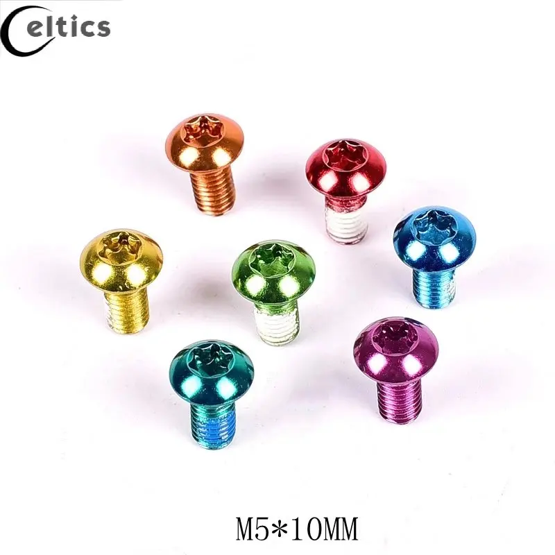 12PCS Colorful Bicycle Disc Brake Rotor Torx Bolts T25 M5x10mm MTB Bike Alloy Steel Disc Brake Rotor Fixing Screws