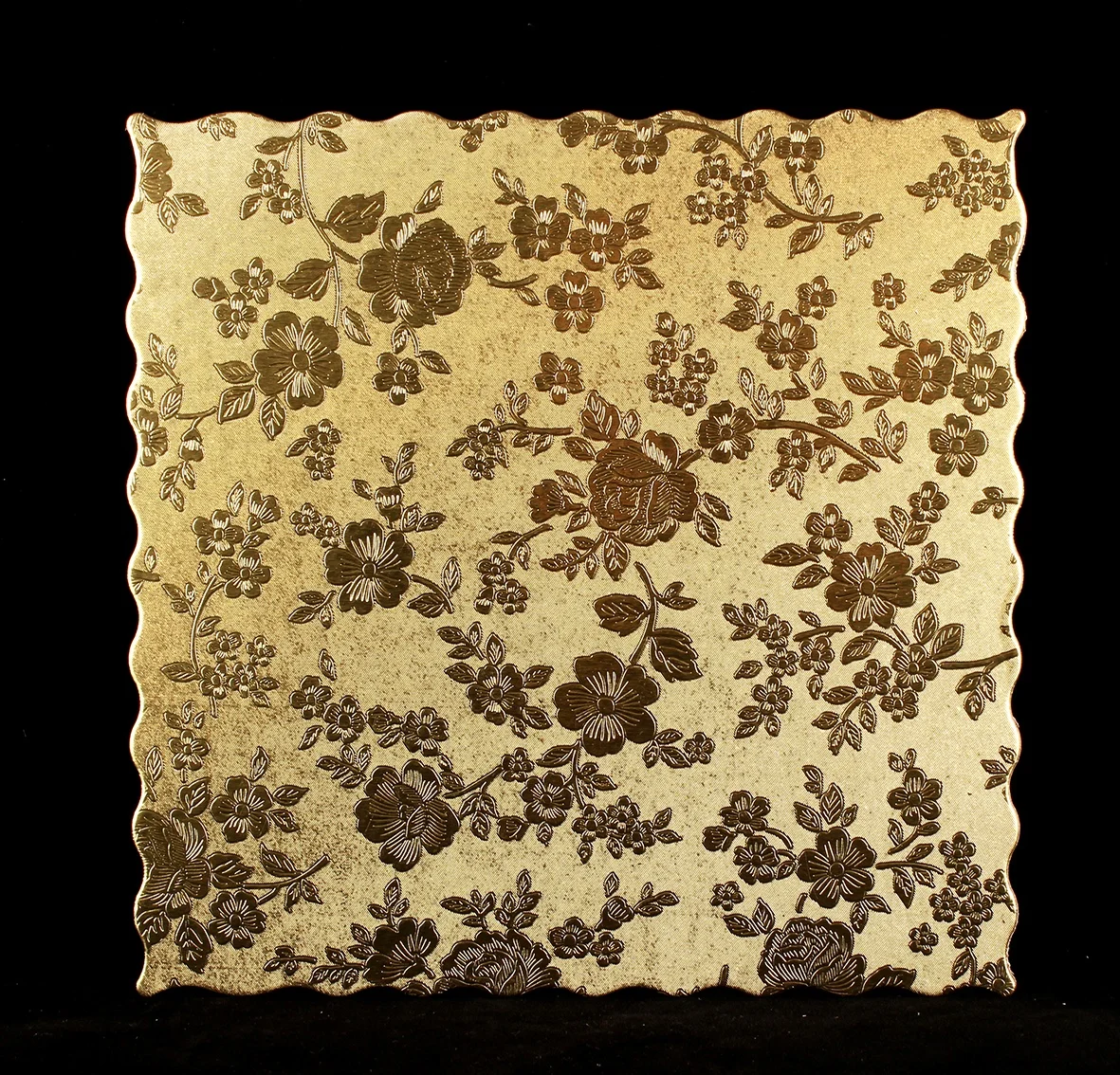 13mm Thick Gold & Silver Corrugated Cake Drum Board Square & round Design with Embossing Printing Handling