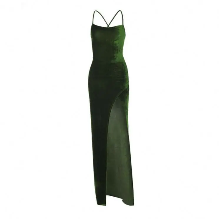 Fashion Sexy Bodycon Lace Split Dress Elegant Party Velvet Backless Bandage Dresses