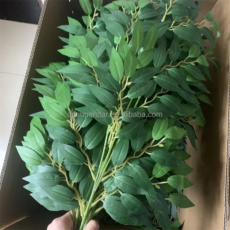 L-490 Hot sale luxury artificial green leaves and tree branches artificial leaf green with eucalyptus willow