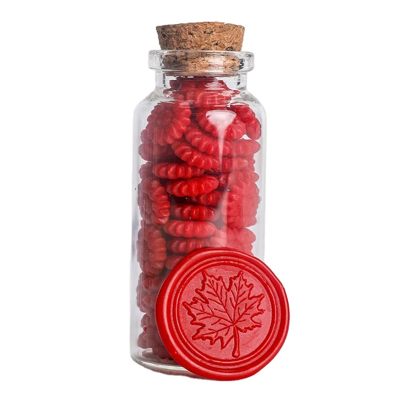 60pcs/ Glass Jar Sunflower Pearl Wax With Cork ,Sealing Wax Beads Invitation Envelopes Decorating Gifts Wax  Melting