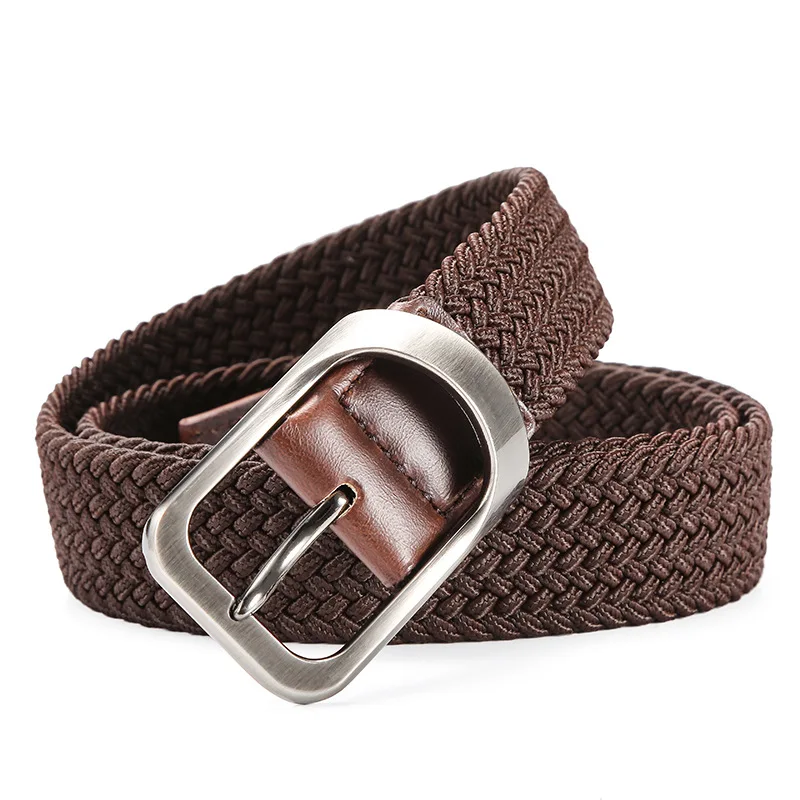 Many Colors Alloy buckle elastic ceinture braided fabric belt for unisex