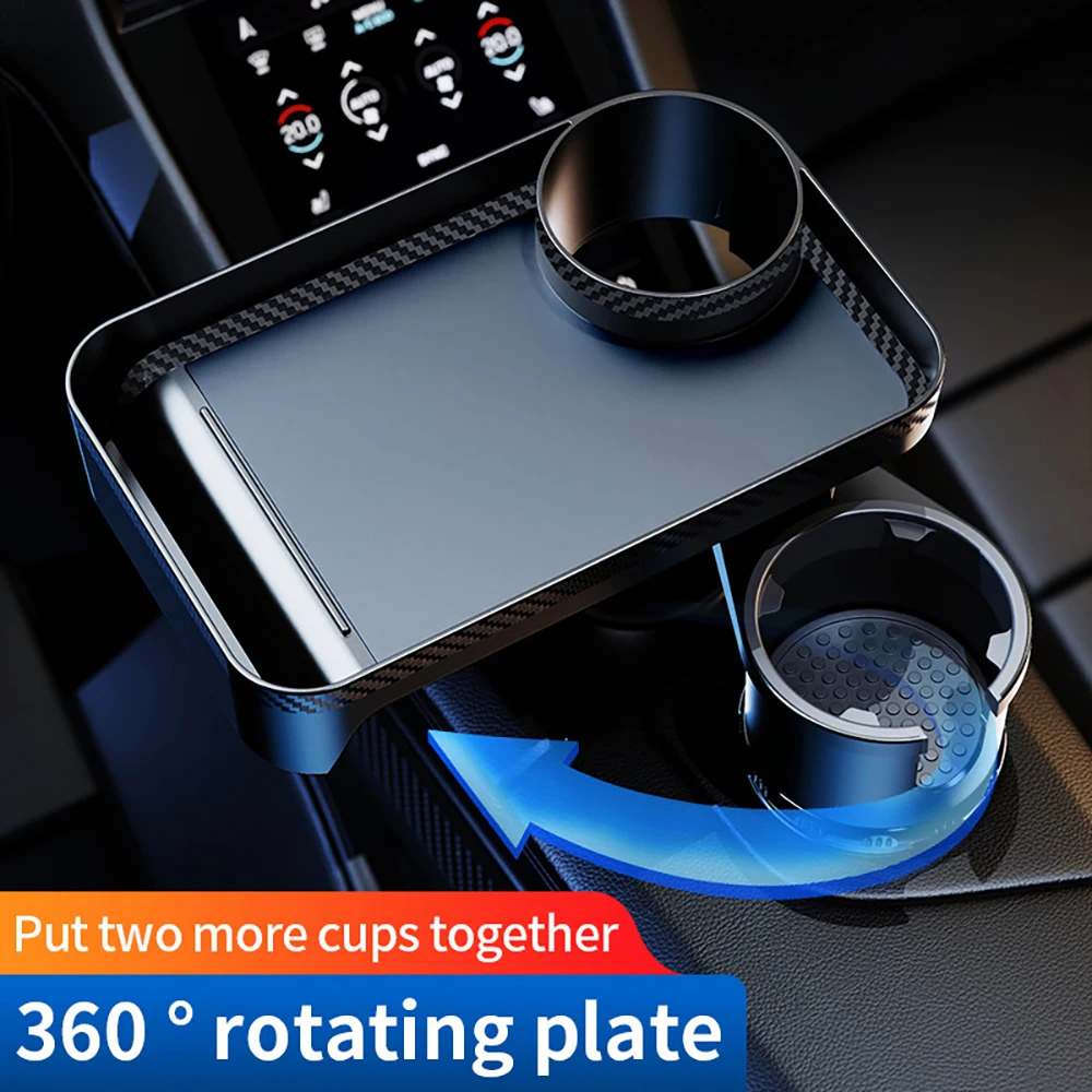 Cross-border hot car 360-degree rotating dinner plate car beverage coffee burger water cup small table rack tray