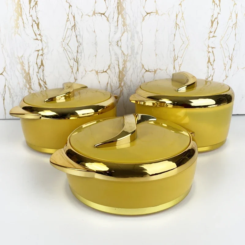 Luxury 3 Pcs/Set Home Use Insulated Stainless Steel Hot Pot Food Warmers Casserole Container