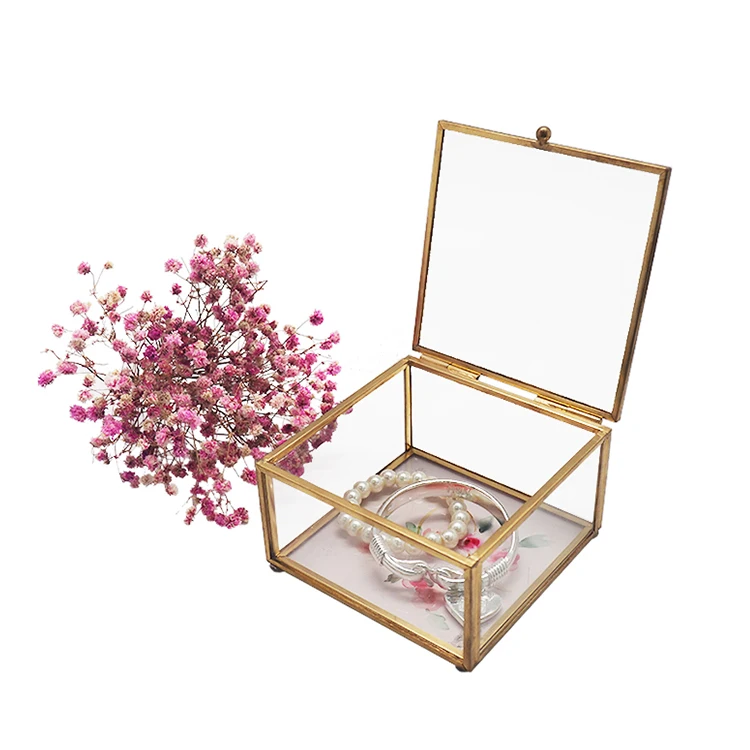 Metal Luxurious Jewelry Box Customized Joyero Ring Earrings Necklace Trinket Box Cajas De Joyas Wholesale Gold Glass Hand Plated