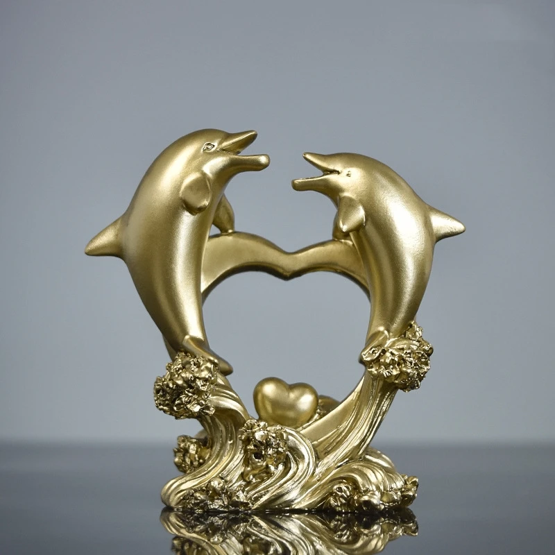 Wholesale & Custom Creative Resin Dolphin Statue Sculpture Gift For Home Office Living Room Desktop Display Decoration