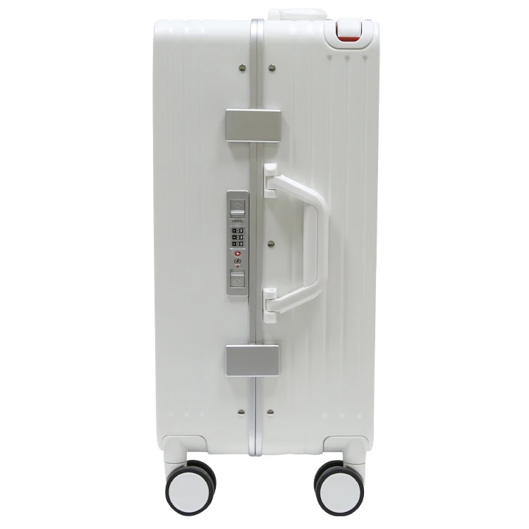 Unisex aluminum  trolley Business PC Spinner Luggage Fashionable USB Charge Suitcase Wide Trolley Cup Holder Front Opening Cover