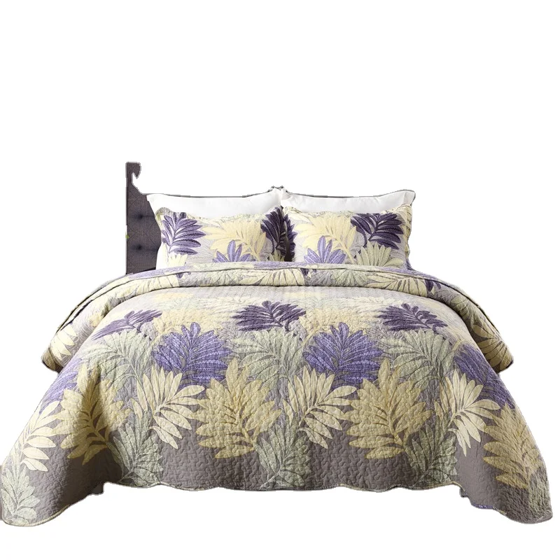 Домашняя коллекция комплект из 3 предметов двухстороннее цветочное покрывало машинная стирка размер King и