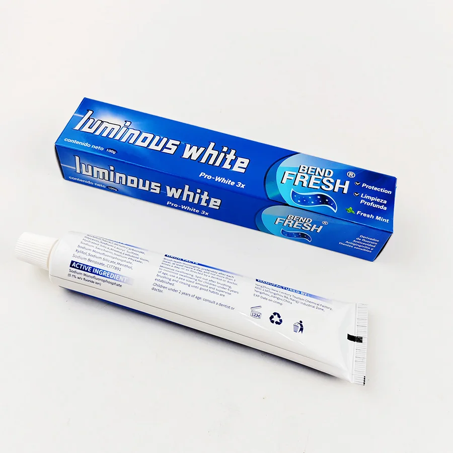 Luminous White Fresh Mint Toothpaste With Customised Design Package