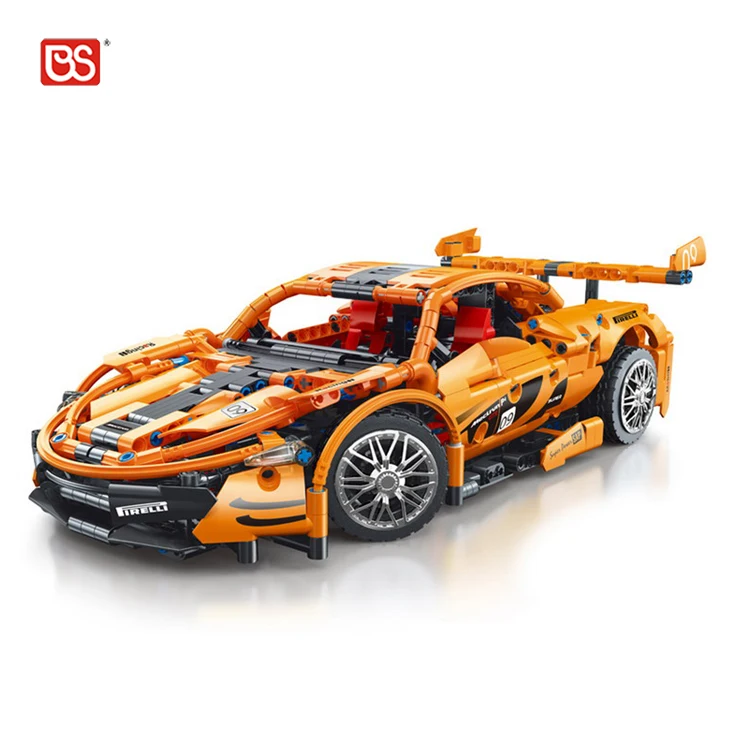 BS Toy 3D DIY 1258 PCS Cool 1 14 Luxury Car Orange Building Blocks Toys Static Model  For Hands on Ability