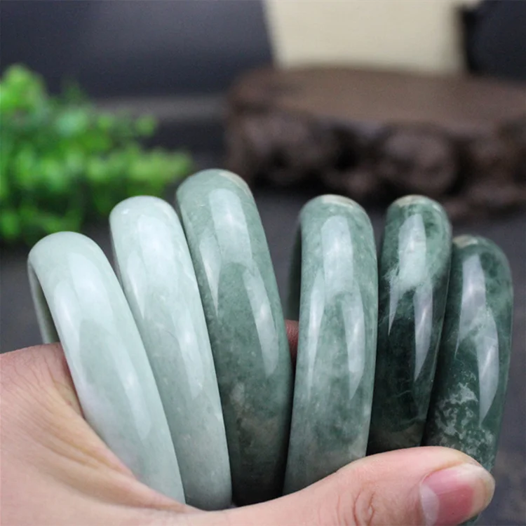 Green jadeite jade bracelet A Grade Classic shape natural gemstone jadeite bracelet jade round fashion bracelet JADE Bangles