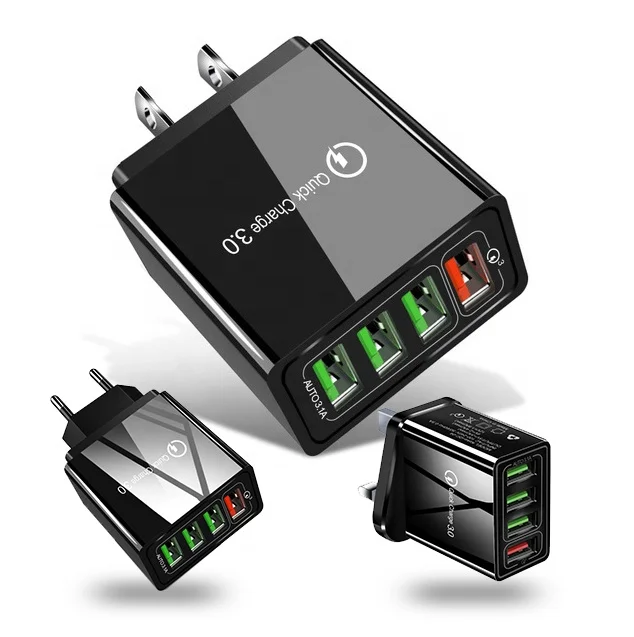 48W Quick 4 USB Charger Tablet QC 3.0 Fast Charger US EU UK Plug usb charger for iPhone X XS 7 Samsung Huawei Xiao mi