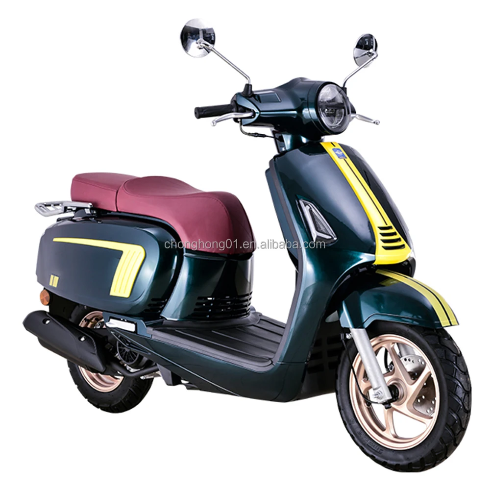 Chinese Adults Tow Wheeled Scooter 85KM/H Gasoline Powered Motorcycle Moped 4-stroke Air-cooling 125cc Gas Scooter (BELLA B)