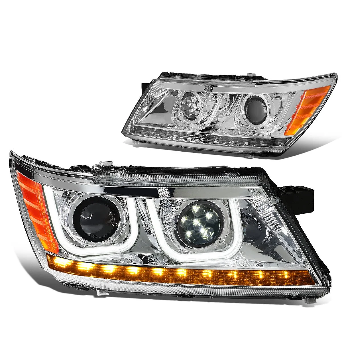 Хромированный корпус светодиодные фары освещение комплект фар для Dodge Journey 2009-2020 Halo DRL сигнал поворота проектор фара