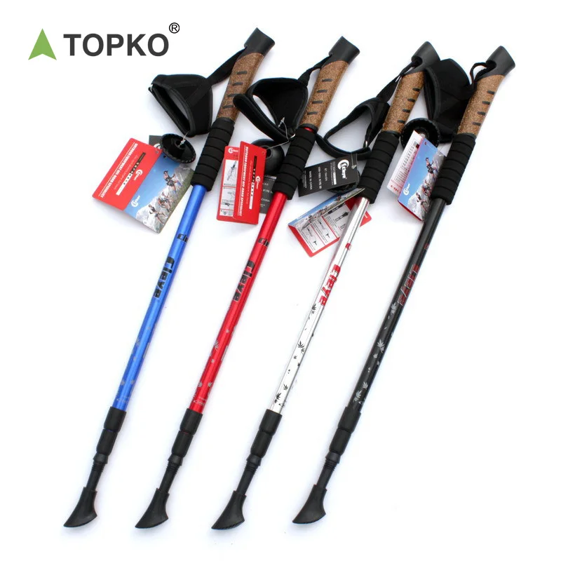 TOPKO Custom LOGO Foldable Cork Aluminum Cane Telescopic Non-slip Cane Trekking Pole Walk Stick
